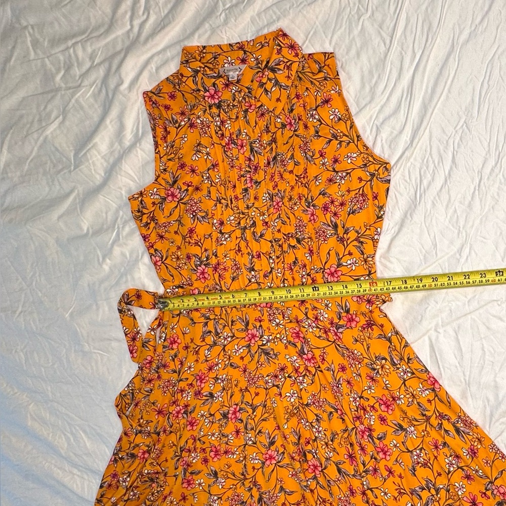 🍊 Nanette Lepore Orange Floral Pintuck Midi Dress Kentucky Derby– Size 10 - Picture 12 of 16
